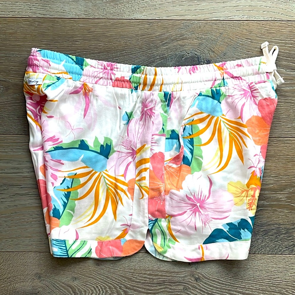 Hurley Tropical Print Beach Drawstring 2 Pocket High Waist Beach Shorts 2” - SML - Picture 4 of 7